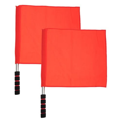Happyyami Commanding Flag Set with Comfortable Sponge Handle & Stainless Steel Poles 18.11X13.77In High Visibility Red Traffic Signal Flags for Soccer Linesman and Outdoor Sports
