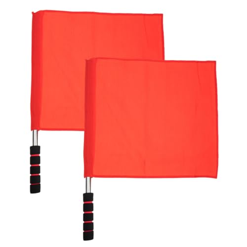 Happyyami Commanding Flag Set with Comfortable Sponge Handle & Stainless Steel Poles 18.11X13.77In High Visibility Red Traffic Signal Flags for Soccer Linesman and Outdoor Sports