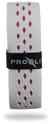 No-Sweat Diamond Grip for Pickleball Paddles, Tennis, Racquetball - color: White w/ Pink Underlay, size: 1-Pack