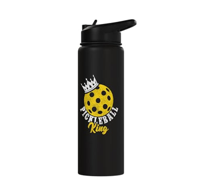 Funny Pickleball Pun Paddle I'm Just Here For The Dinks Stainless Steel Insulated Water Bottle - color: Black