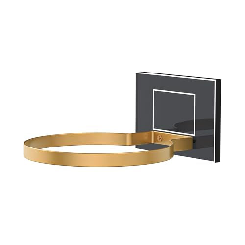Ball Holder Wall Mount for Basketball, Soccer, Football & Volleyball, Wall-Mounted Ball Display Rack with Acrylic Base & Gold Metal Ring, Sports Ball Storage for Boys Room, Garage, Gym, Office - color: Black, 3-Pack