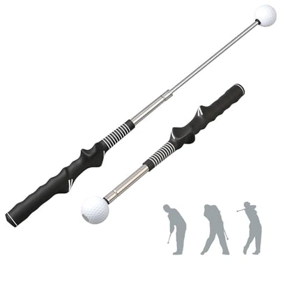 Retractable Golf Swing Training Aid with Click Sound, Right-Handed Golfs Grip Trainer for Tempo & Rhythm, Warm-Up Swing Stick for Chipping & Hitting, Portable Golf Accessories for Men