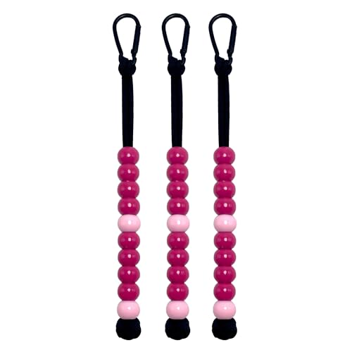 Pack 3pcs, Golf Beads Count Stroke Score Counter, Durable 550 lbs Paracord String with 10 Beads, Easy Scorekeeping, Hand-Braided with Clip - style: Pack 3pcs - Pink
