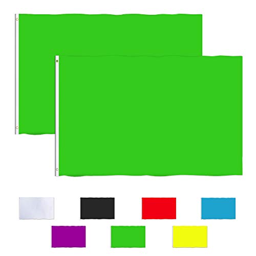 Consummate Solid Green Flag 3x5 Foot Plain Green Flags Banner Polyester with Brass Grommets,2 Pack - color: Green