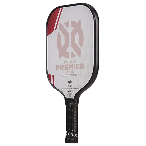 Onix Evoke Premier Professional Tournament Pickleball Paddle Composite Face Impact Paddle Shape - color: Red - CT-16 Standard Weight 16mm, size: Medium, style: 16mm