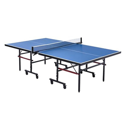 VEVOR Ping Pong Table, Professional Table Tennis Game, Indoor MDF Portable Table Tennis Table, Foldable Ping Pong Table with Quick Clamp Net and Lockable Wheel, 10 Minute Easy Assembly, 18mm Tabletops