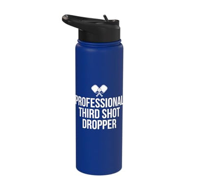 Professional Third Shot Dropper Pickleball Player Design Stainless Steel Insulated Water Bottle - color: Royal Blue