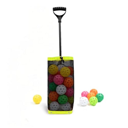 Tennis Ball Hopper, Holds 40+ Pickleballs or 50+ Tennis Balls, Lightweight Durable Steel Frame, Portable Adjustable Ball Picker（Excluding Ball） - color: Green