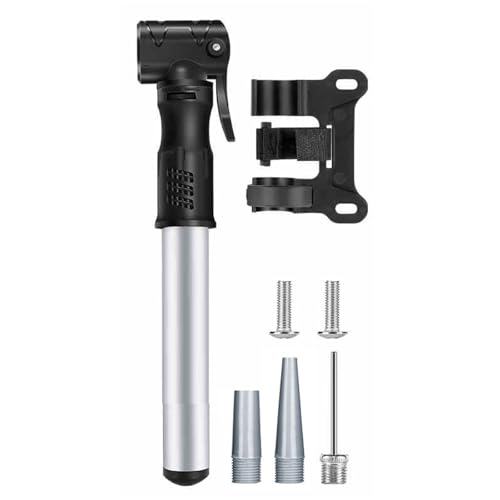 Mini Bike Pump Portable Frame Pump, High Pressure Shock Pump for Bike Shock, Air Ball Pump Inflator with Ball Pump Needles, Mini Pump Fits Standard Presta & Schrader - color: Silver