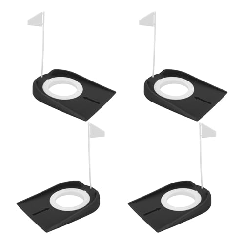 Authentic Golf Putting Practice Mat Automatic Ball Return and Direction Line for Real Green Feel Indoor Outdoor Training - color: black white flag