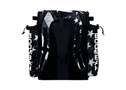 Boombah Mini Superpack Youth Bat Pack: USA Stars & Stripes Black Ops Black & White, Baseball & Softball Bag with 2 Bat Sleeves and Shoe Compartment