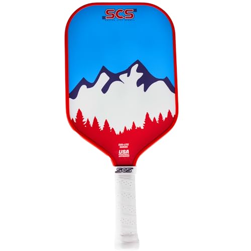SCS Carbon Fiber Pickleball Paddle – USAPA Approved 2024 – Lightweight, Enhanced Spin, Sure-Grip Handle – Evo-Lite Series for Intermediate Players - color: Peak