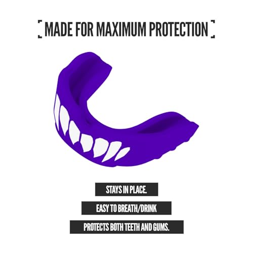 2 Pack Nxtrnd Rush Dual Layer Mouthguard, Custom Fit Sports Mouthpiece for Football, Boxing, MMA, Basketball, Hockey, Lacrosse, Youth & Adult (Purple) - color: Purple