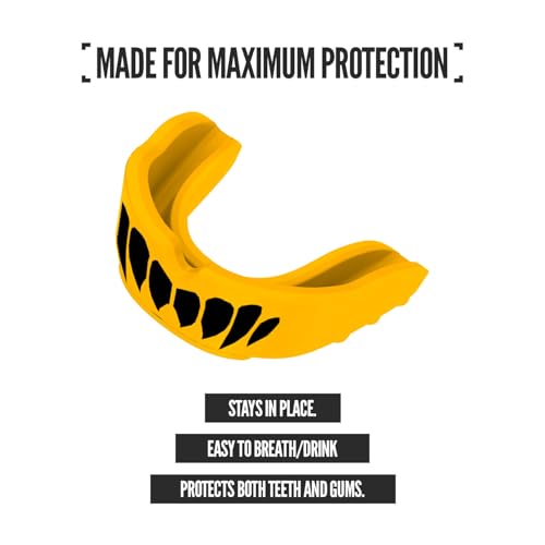 2 Pack Nxtrnd Rush Dual Layer Mouthguard, Custom Fit Sports Mouthpiece for Football, Boxing, MMA, Basketball, Hockey, Lacrosse, Youth & Adult (Yellow) - color: Yellow