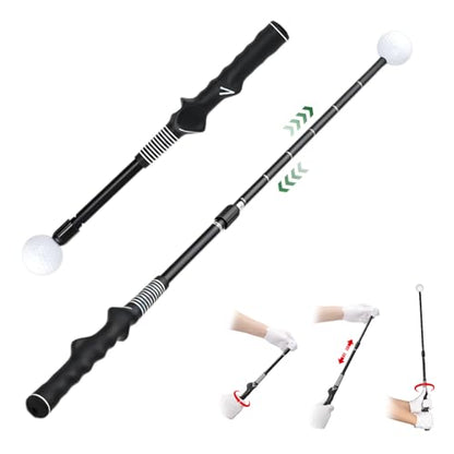 Retractable Golf Swing Trainer, Adjustable Lock Mechanism Golf Swing Training Aid, Tempo Training for Advanced/Beginner Players Golf Grip Trainer, for Right-Handed , Indoor/Outdoor，Golf Gifts for Men