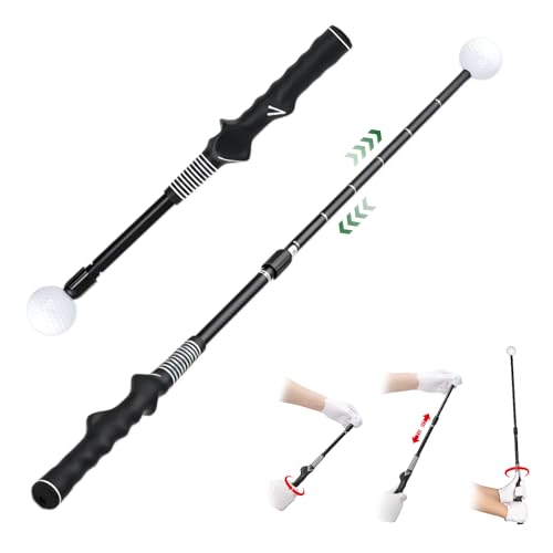 Retractable Golf Swing Trainer, Adjustable Lock Mechanism Golf Swing Training Aid, Tempo Training for Advanced/Beginner Players Golf Grip Trainer, for Right-Handed , Indoor/Outdoor，Golf Gifts for Men