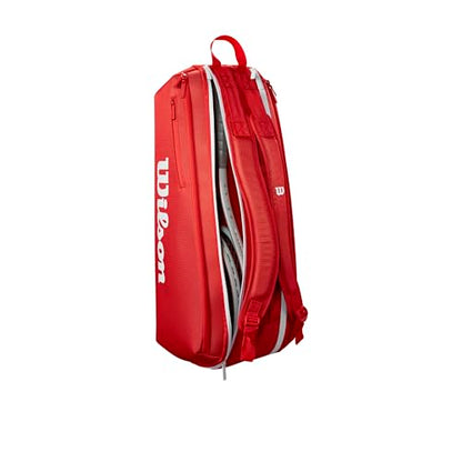 WILSON 2025 Super Tour Red Tennis Racket Bags - size: Racket Bag - Holds up to 6 Rackets