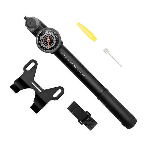 BV Mini Bike Pump Portable Frame Pump, Shock Pump for Bike Shock, Air Ball Pump Inflator with Ball Pump Needles, Mini Pump Fits Presta & Schrader- Smart Valve - style: Mini Pump with Gauge