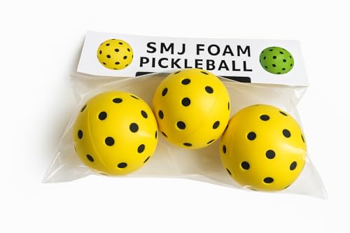 Pickleball Training Ball, Indoor Outdoor Practice Ball, Yellow with Black Holes, Plastic, Lightweight Design