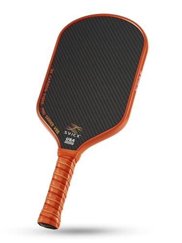 Carbon Fiber Pickleball Paddle 16mm – Professional Pickleball Paddles with Superior Control, Power & Spin – Extended Handle for Two-Handed Grip, USAPA Approved - color: Brown