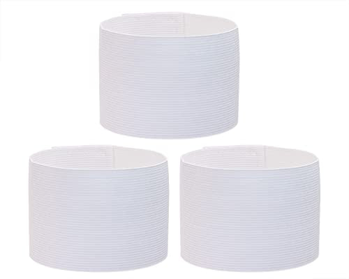 ONLYKXY 3PCS Captain Armbands 7x32.5CM/2.75x12.79inch Adjustable Leader Armband Team Sport Armband for Soccer Basketball Volleyball School Team Competition Coach Players Wrist Arm Bands - color: White