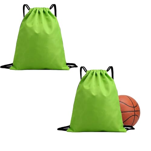 Extra Large Drawstring Backpack, Heavy-Duty Oxford String Bag for Basketball, Soccer & Laptop (2, Green) - color: Green