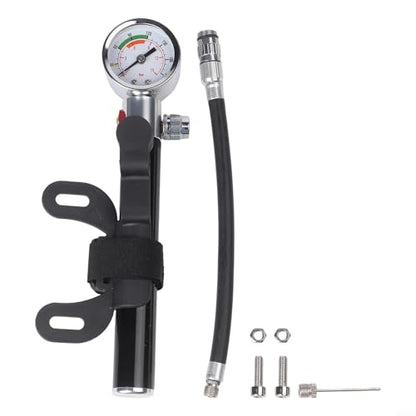 Portable Bike Pump, Aluminum Alloy Tire Inflator with Pressure Gauge, for American and Valves, Basketball Needle Included - size: Bicycle Model
