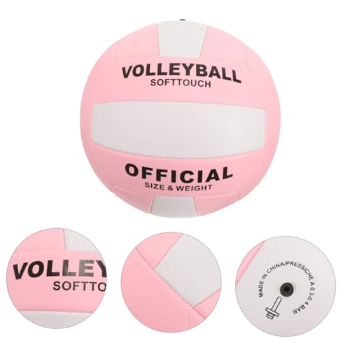 DECHOUS Soft Indoor Volleyball PU Durable Training Ball for Middle School Entrance Exam with Eye Catching Pink White Design and Standard Stitching