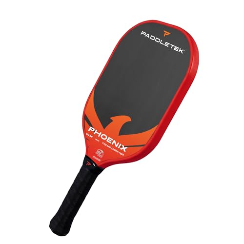 Paddletek Phoenix Talon – 14mm Pickleball Paddle – Raw Carbon Fiber Face – Balanced Control & Spin – Polypropylene Honeycomb Core – USAPA Approved Pickle Ball Paddle – 5.25 Inch Handle - color: Wildfire