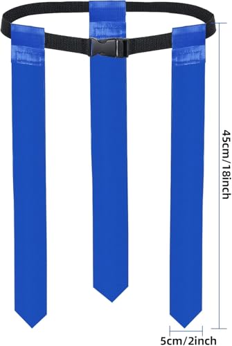 14 Players Flag Football Belts, Adjustable Flag Football Belt Set with Orange and Blue Flags for Youth and Adult, Each Belt with 3 Flags