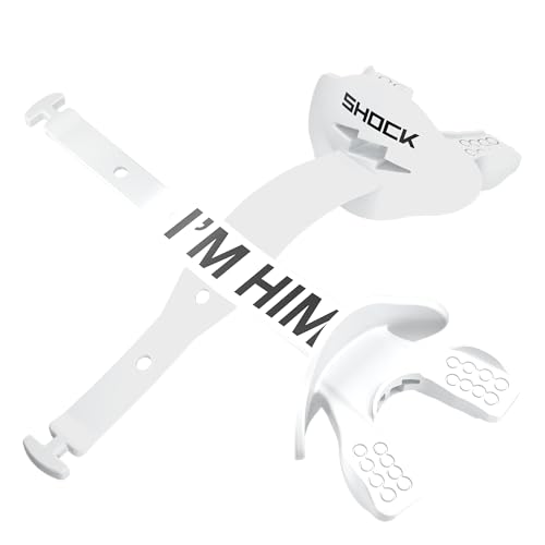 Shock Doctor Bolt Lipguard, Adult Mouth Guard Football with Strap. Mouthguard One Size Fits All - color: White I'm Him