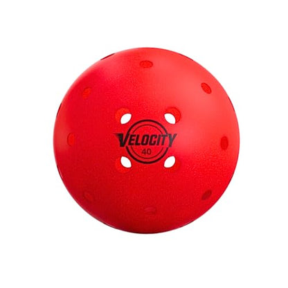Velocity Outdoor Pickleball Balls, 6 Pack in Red - USAPA Approved Official Size and Weight 40 Hole Pickleballs