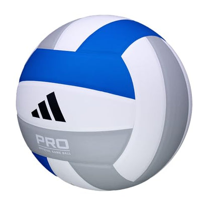 adidas | PRO | Hand Picked Leather Indoor Game Volleyball | NFHS Certified | Official Size - color: Blue/White/Gray