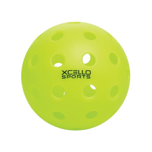 Xcello Sports Outdoor Pickleball 4-Pack, 40 Hole, Neon Green