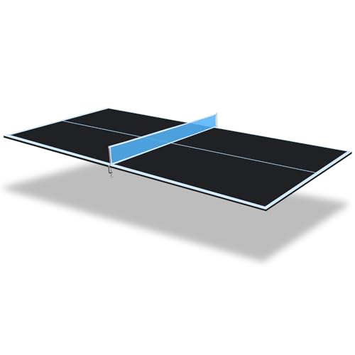 Ping Pong Table Top for Billiard Table - 6FT/7FT/8FT/9FT Foldable Table Tennis Topper with Net & Premium Foam Padding | Portable Table Tennis Conversion Top for Indoor & Outdoor Games - color: Black, size: 8x4FT