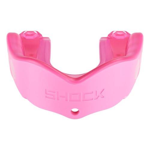 Shock Doctor Mouth Guard Sports, Hockey, Lacrosse, Baseball, Wrestling Moutguard, Gel Max Heavy Duty Protection & Custom Fit, Football Mouth Guard with Strap, Adult & Youth Mouthguard - color: Pink, size: Youth, style: Non-flavored
