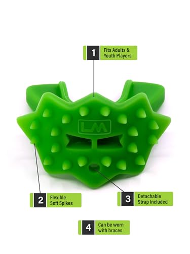 Loudmouth 3D SpikeSurge Football Mouthguard with Strap, Fits Adult & Youth, Mouth Guard Football Accessories (Hawk Fluorescent Green) - color: Hawk Fluorescent Green