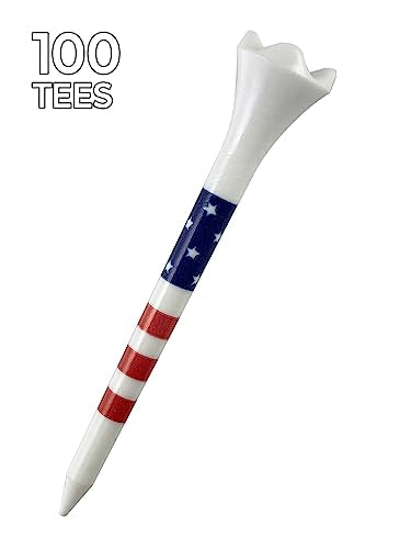 Pride Golf Tee Performance Plastic Golf Tees - Stars and Stripes - 2-3/4" 100 Count - Designed for Less Friction and Longer Drives - Made in The USA
