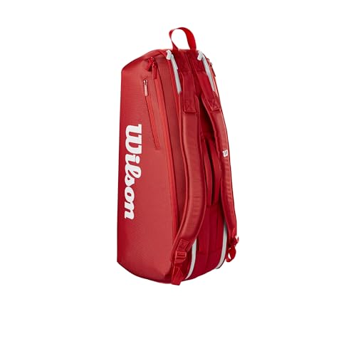 WILSON 2025 Super Tour Red Tennis Racket Bags - size: Racket Bag - Holds up to 6 Rackets