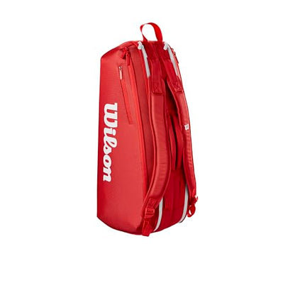 WILSON 2025 Super Tour Red Tennis Racket Bags - size: Racket Bag - Holds up to 6 Rackets