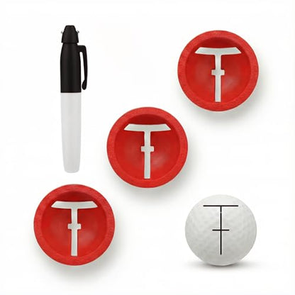 Golf Ball Line Marker: 3 Pack Golf Alignment Tool with Marking Pen Set to Improve Putting Precision & Target Consistency Red Putting Aid Ball Liner Stencils for Practice and Ball Identification