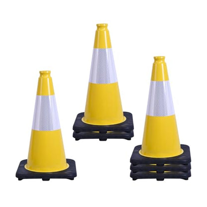 6 Pack Yellow 18 Inch Black Base Traffic Cones for Vehicle Maneuvering Practice, Driving Training, Lane Marking & Safety Warning (6, Yellow, 18 Inch) - color: Yellow, size: 18 Inch
