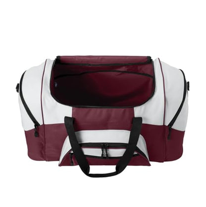 Personalized Large Duffel Bag, Football, Soccer, Basketball, Baseball Duffle Bag, Athlete Gift, Sport Bag, Embroidered Name, Maroon/Grey - color: Maroon/Grey