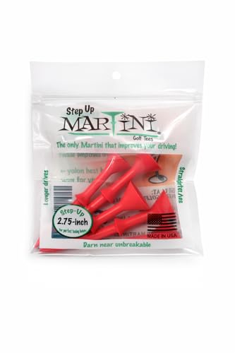 Martini Midsize Step‑Up 2.75" Golf Tees for Driver, Consistent 1 3/8" Height Above Ground, Durable Polymer Resin, Large Cup Placement Ease, Straighter Longer Launch, Virtually Unbreakable - color: Pink
