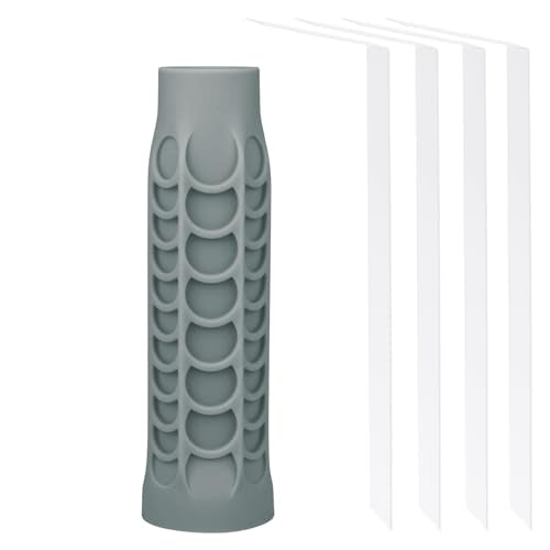 Silicone Pickleball Paddle Grip Cover | Non-Slip Shock Absorbing Handle Sleeve | Anti-Twist Internal Texture with Easy-Install Strips for Enhanced Control & Sweat Resistance - color: Grey