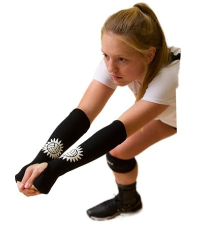 Tandem Sport Volleyball Passing Sleeves - Volleyball Arm Sleeves with Printed Targets for Proper Form - Arm Protection for Floor Burns and Bruises - Keeps Fingers Free for Setting - Set of 2