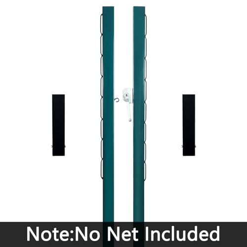 Luwint Square Pickleball Posts, Heavy Duty Steel Outdoor Pickleball Poles with Ground Sleeves, Permanent in Ground Pickleball Net System for Driveway Backyard Court
