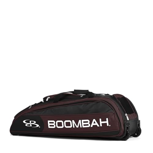 Boombah Beast Rolling Bat Bag - Multiple Color Options - Holds 8 Bats, Glove and Shoe Compartments - color: Black/Maroon