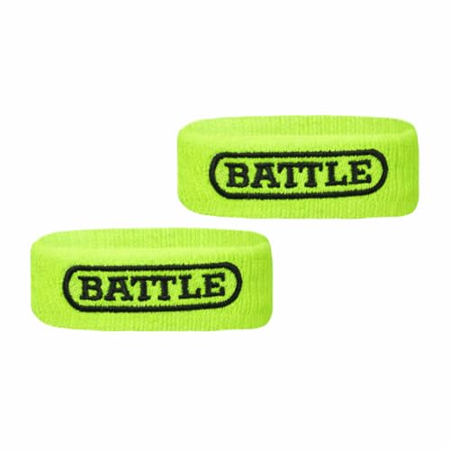 Battle Football Armbands - High-Performance Bands for Football Athletes - Includes 2 Bicep Bands - Ultra-Soft Material to Wick Away Sweat and Keep Hands Dry and Comfortable - Machine Washable - color: Neon Green