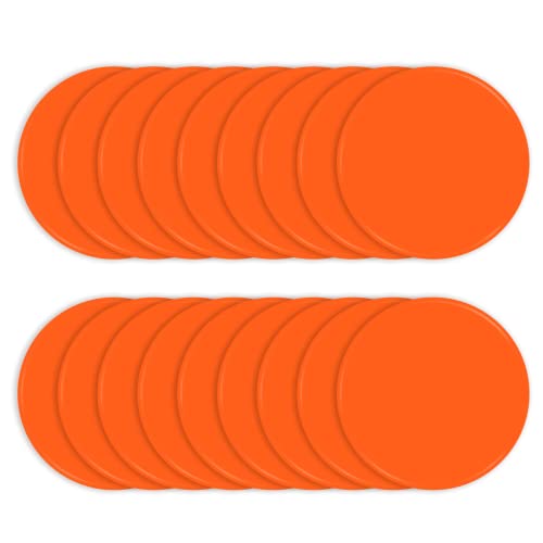Poly Spots 4" or 9" Flat Cones Spot Markers for Gym/PE Training, Dance, 12/18/24 Pcs Non-Slip Rubber Floor Dots Flat Disc Markers for Soccer Basketball Sports Agility Drills, Classroom Activities - style: Orange 18 Pcs 9inch
